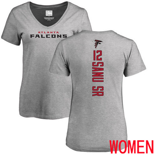Atlanta Falcons Ash Women Mohamed Sanu Backer NFL Football #12 T Shirt